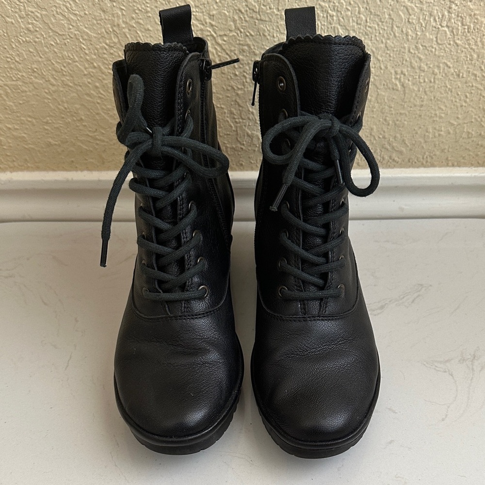 Fly London Black Lace-Up Heeled Granny Boot - Picture 2 of 9